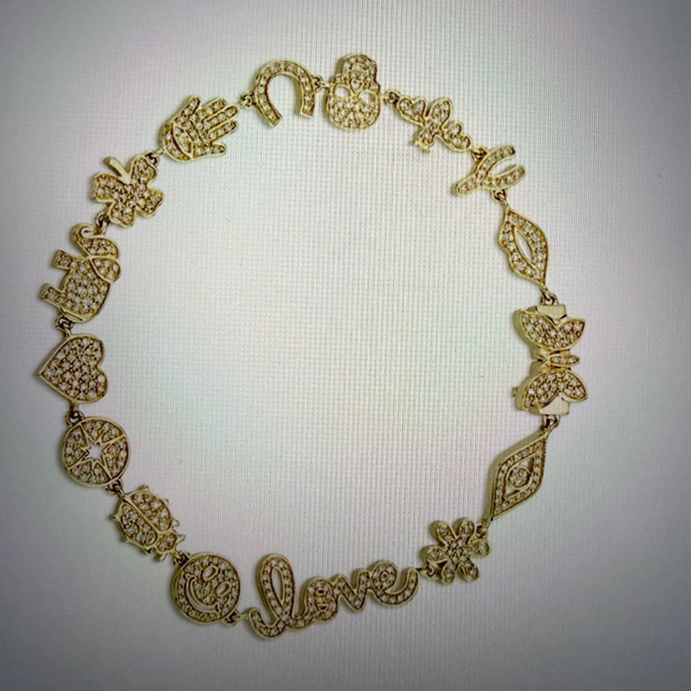 BRAND NEW BEAUTIFUL SYDNEY EVAN SMALL DIAMOND GOLD ICON ANNIVERSARY BRACELET - Picture 2 of 16